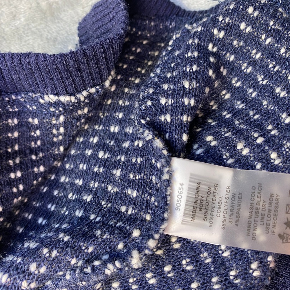 Vince Camuto Mens Navy White Textured V-Neck Knit Sweater Large Grunge Retro - Picture 6 of 8